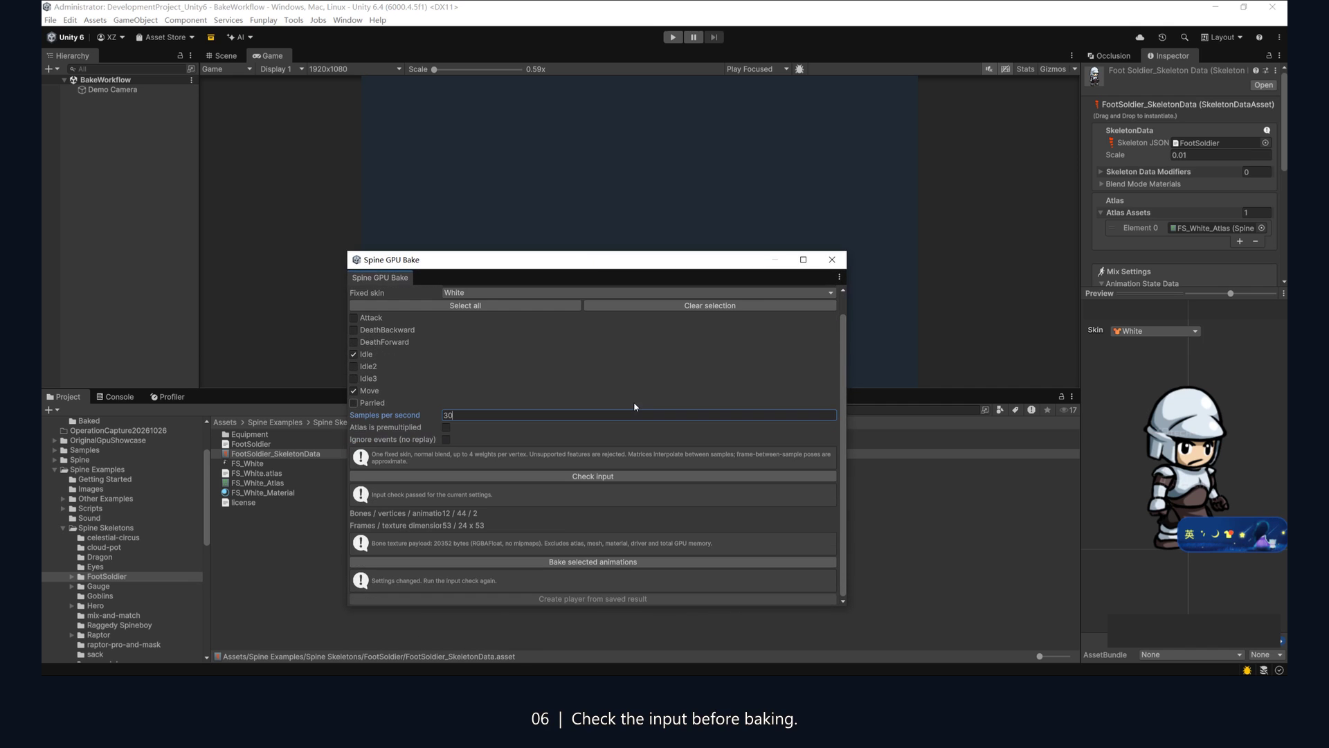 Check input before committing to a bake.